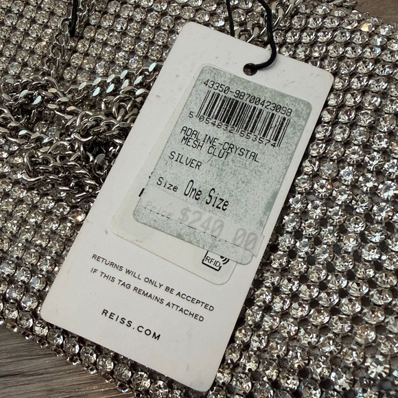 Reiss Adaline Crystal Mesh Clutch